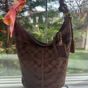 Coach Chocolate Brown Bleeker Bag with Signature Pattern